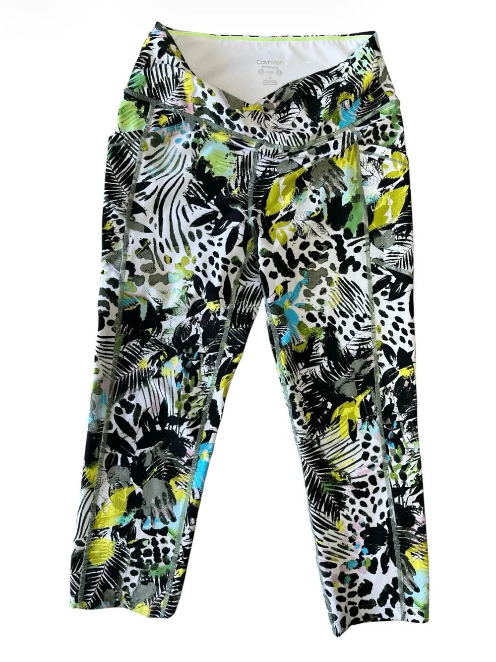 Calvin Klein Performance Tropical Animal Print Capri Leggings - Size M